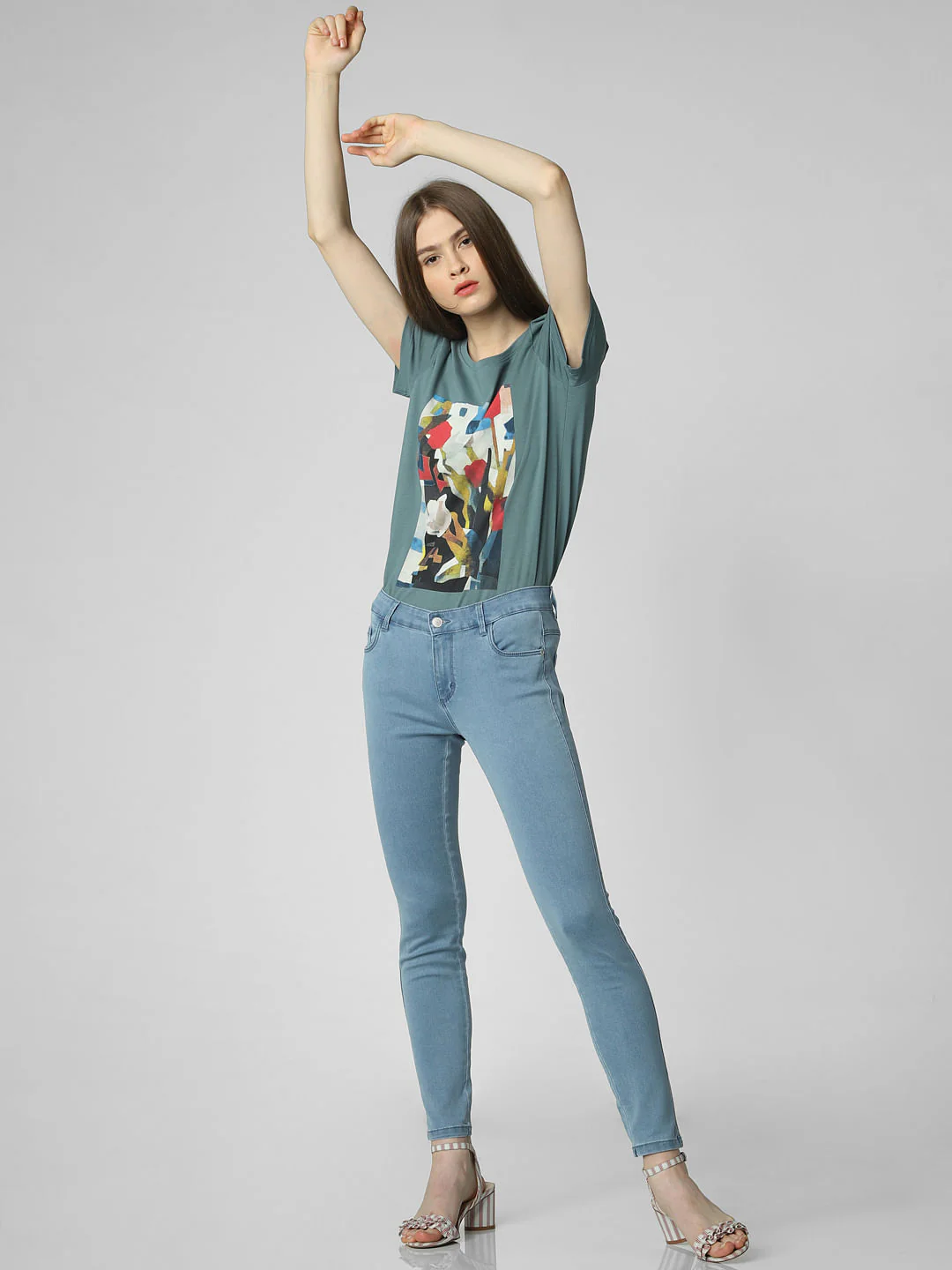 Blue Mid Rise Ankle Length Skinny Fit Jeggings - Image 5