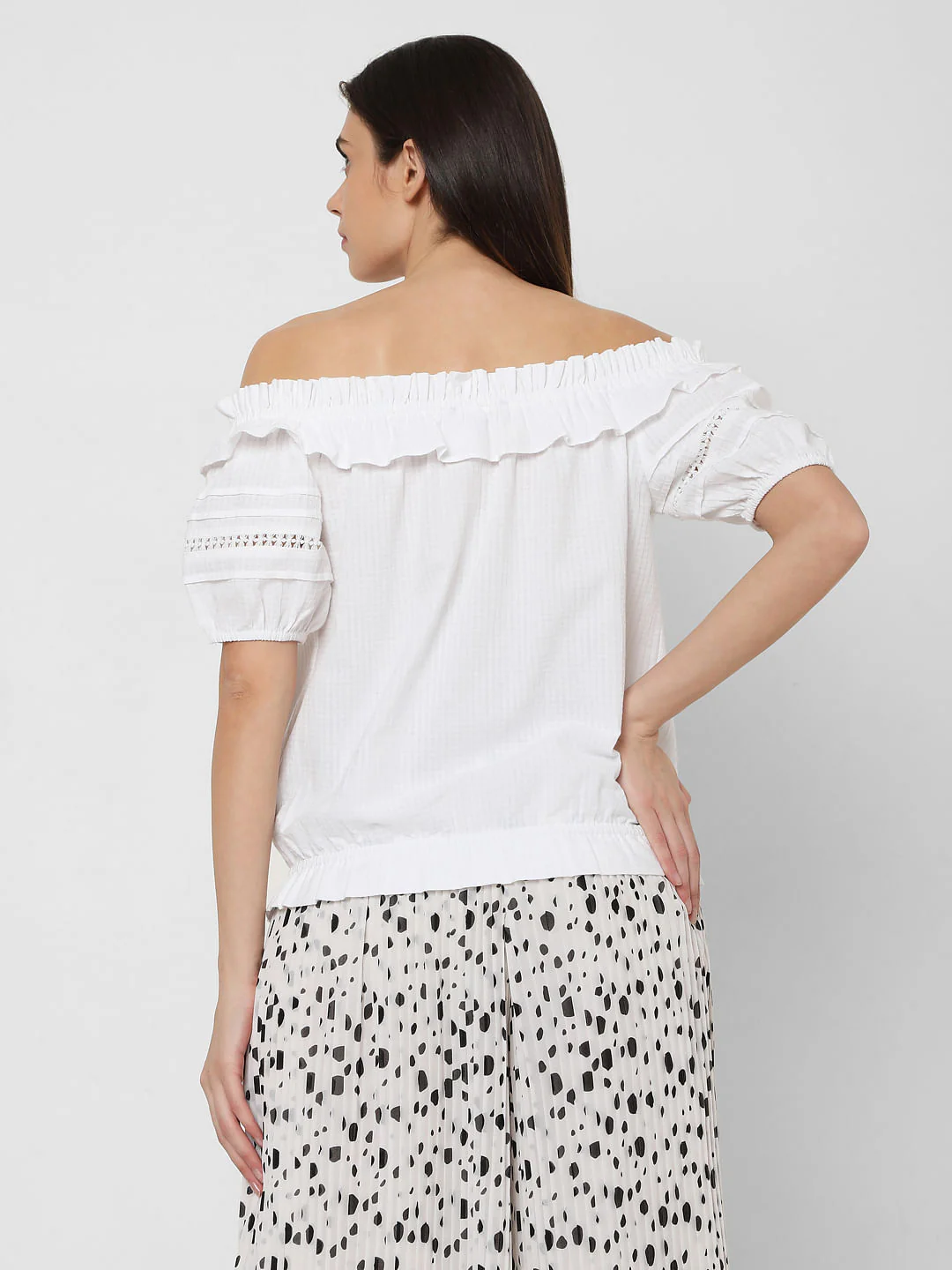 White Off Shoulder Textured Top - Image 4