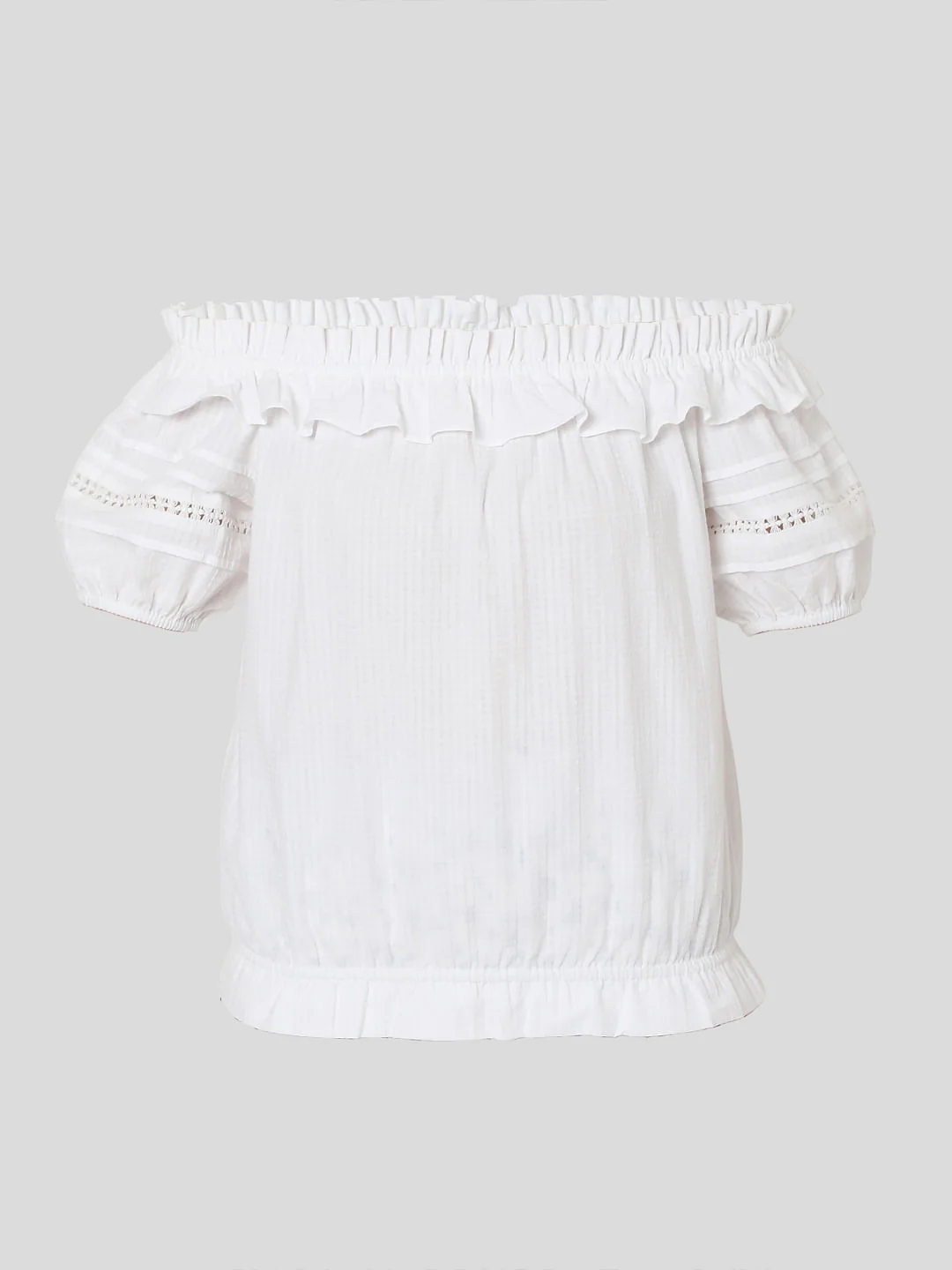 White Off Shoulder Textured Top - Image 7