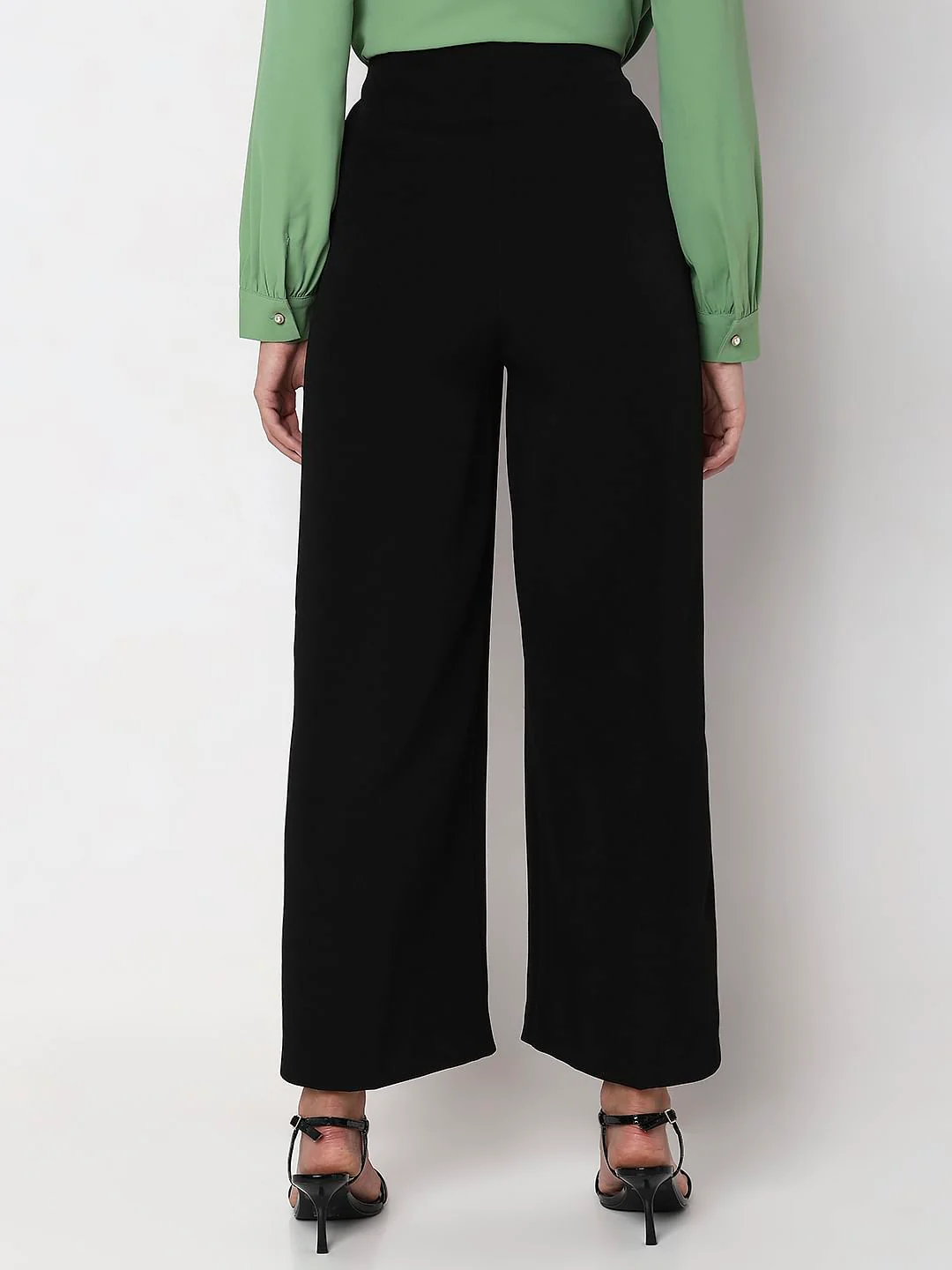 Black Mid Rise Wide Leg Pants - Image 4