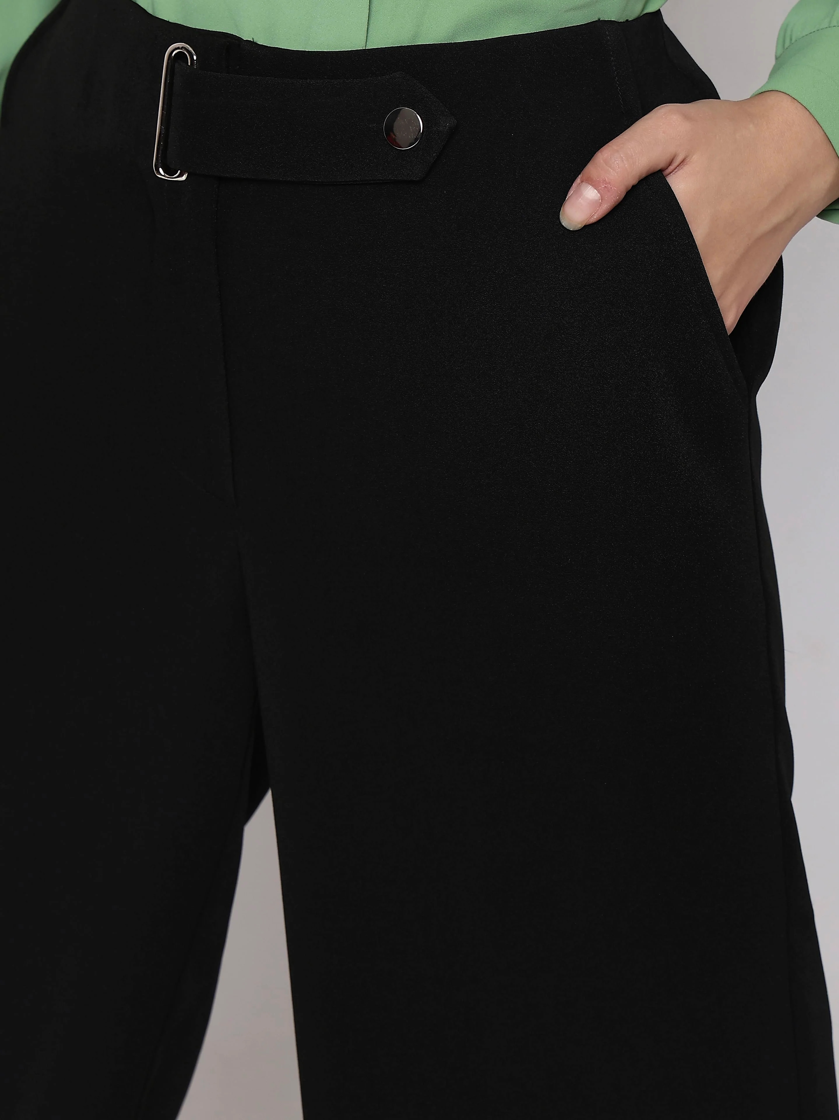 Black Mid Rise Wide Leg Pants - Image 5