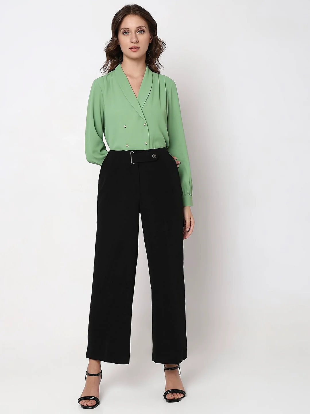 Black Mid Rise Wide Leg Pants - Image 6