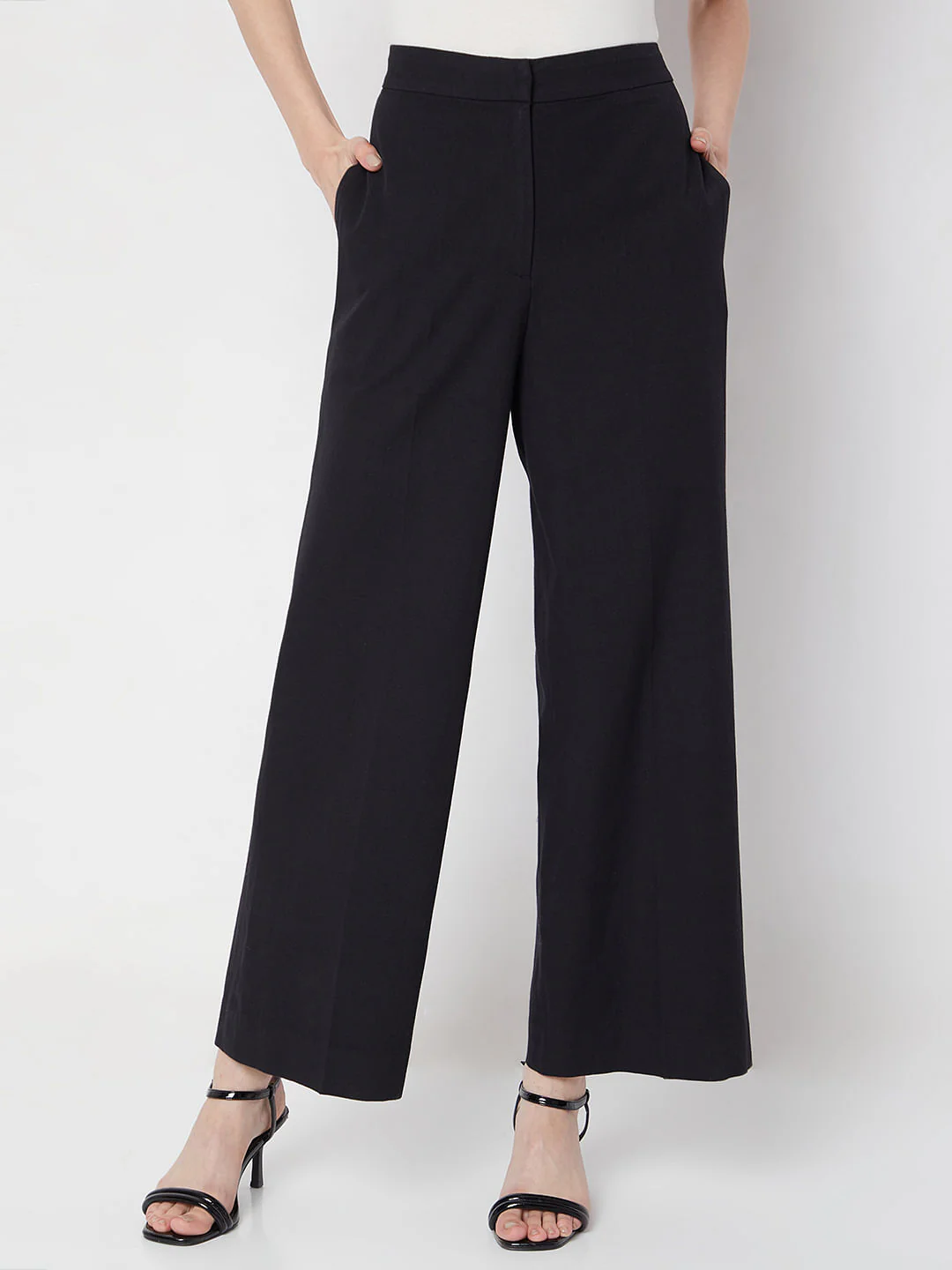 Black High Rise Wide Leg Pants - Image 2