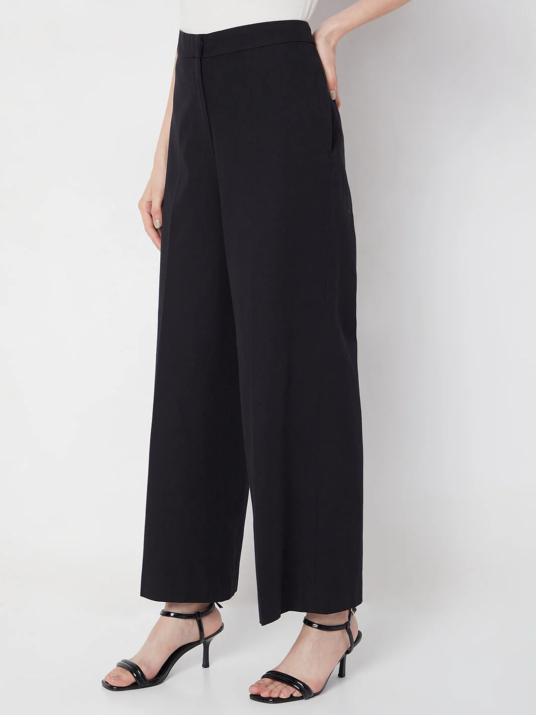 Black High Rise Wide Leg Pants - Image 3