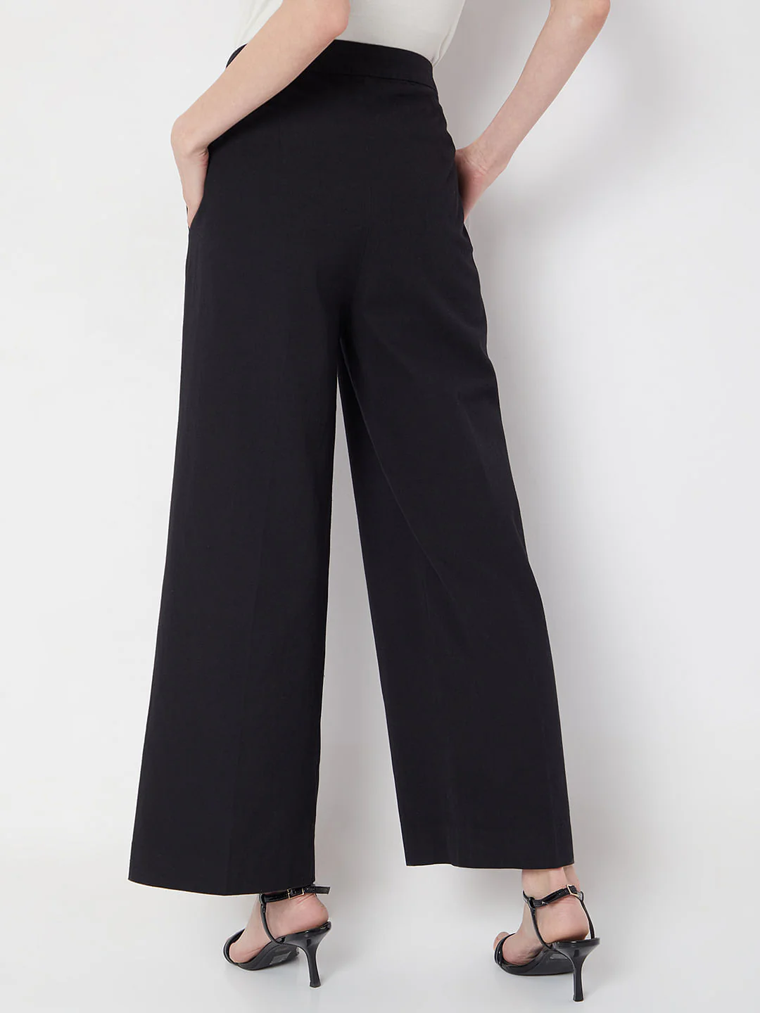 Black High Rise Wide Leg Pants - Image 4
