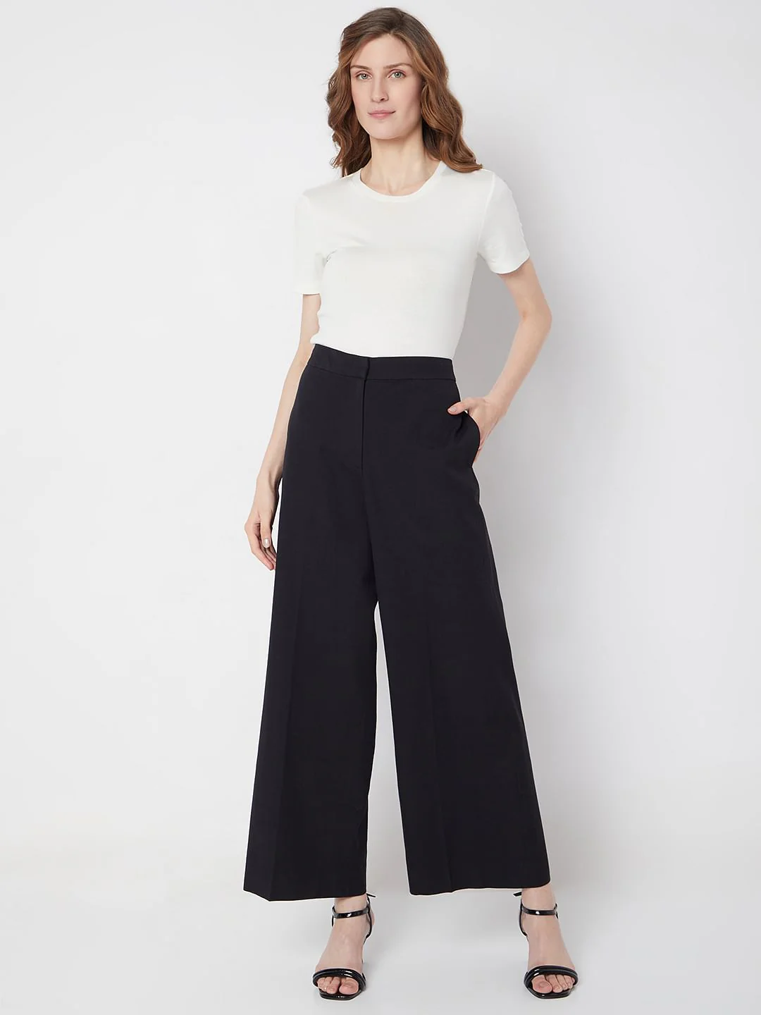 Black High Rise Wide Leg Pants - Image 5