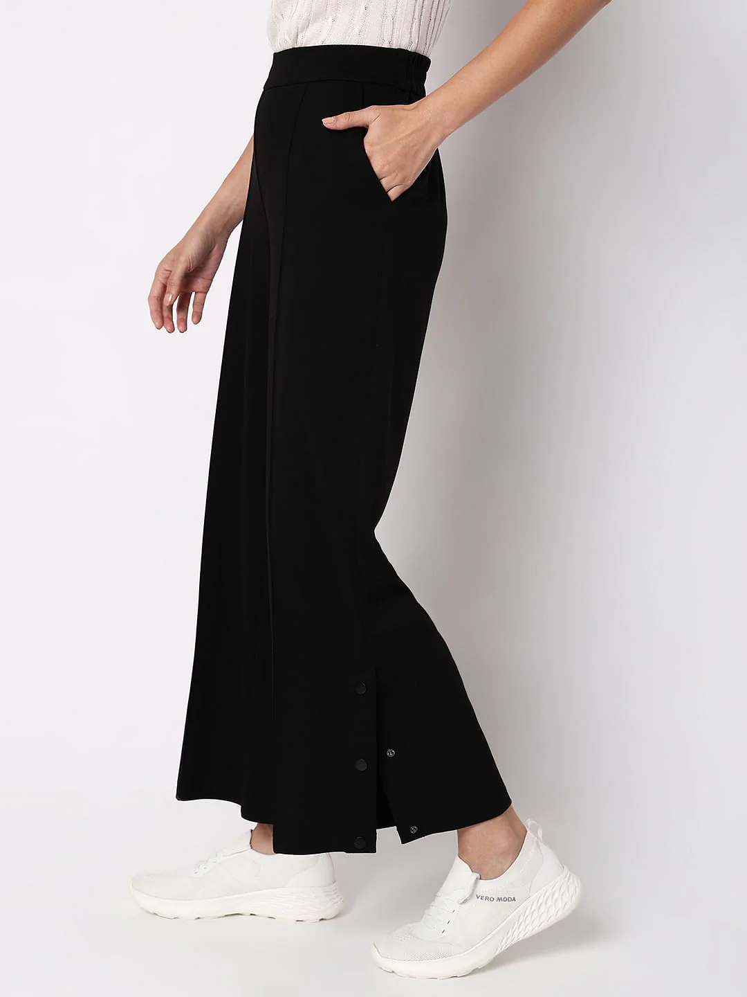 Black High Rise Wide Leg Pants - Image 3