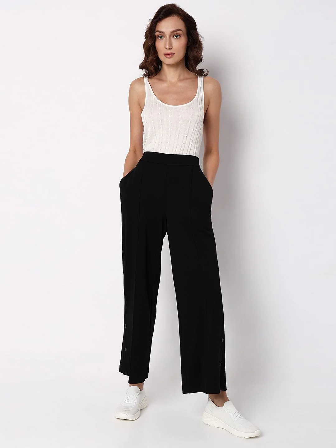 Black High Rise Wide Leg Pants - Image 5