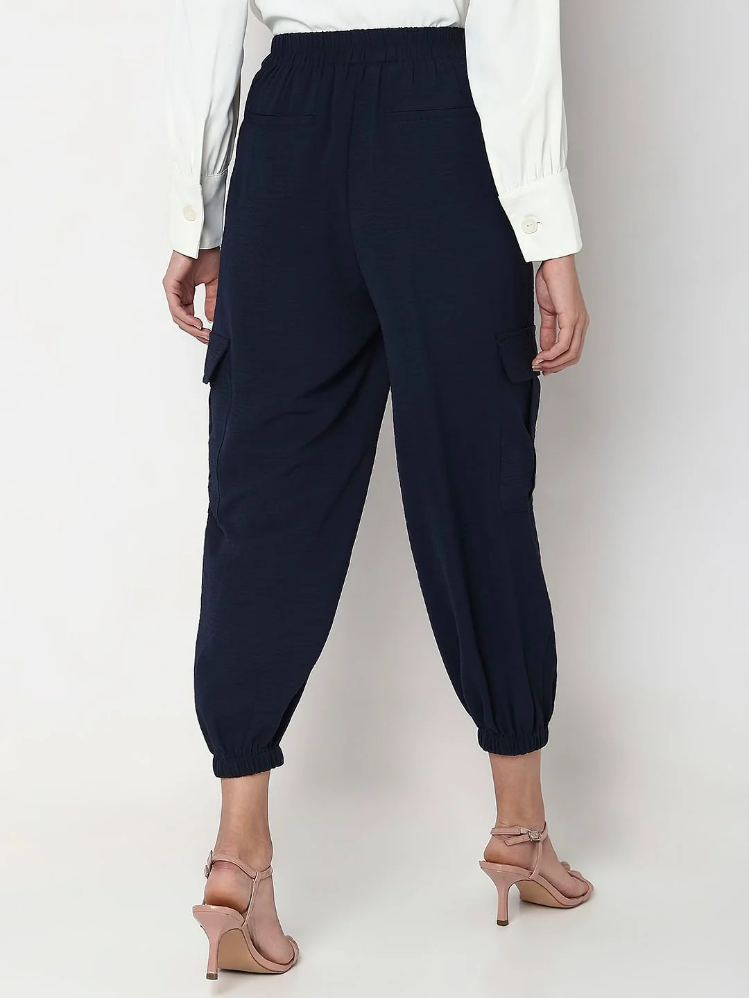 Navy Blue Mid Rise Jogger Pants - Image 4