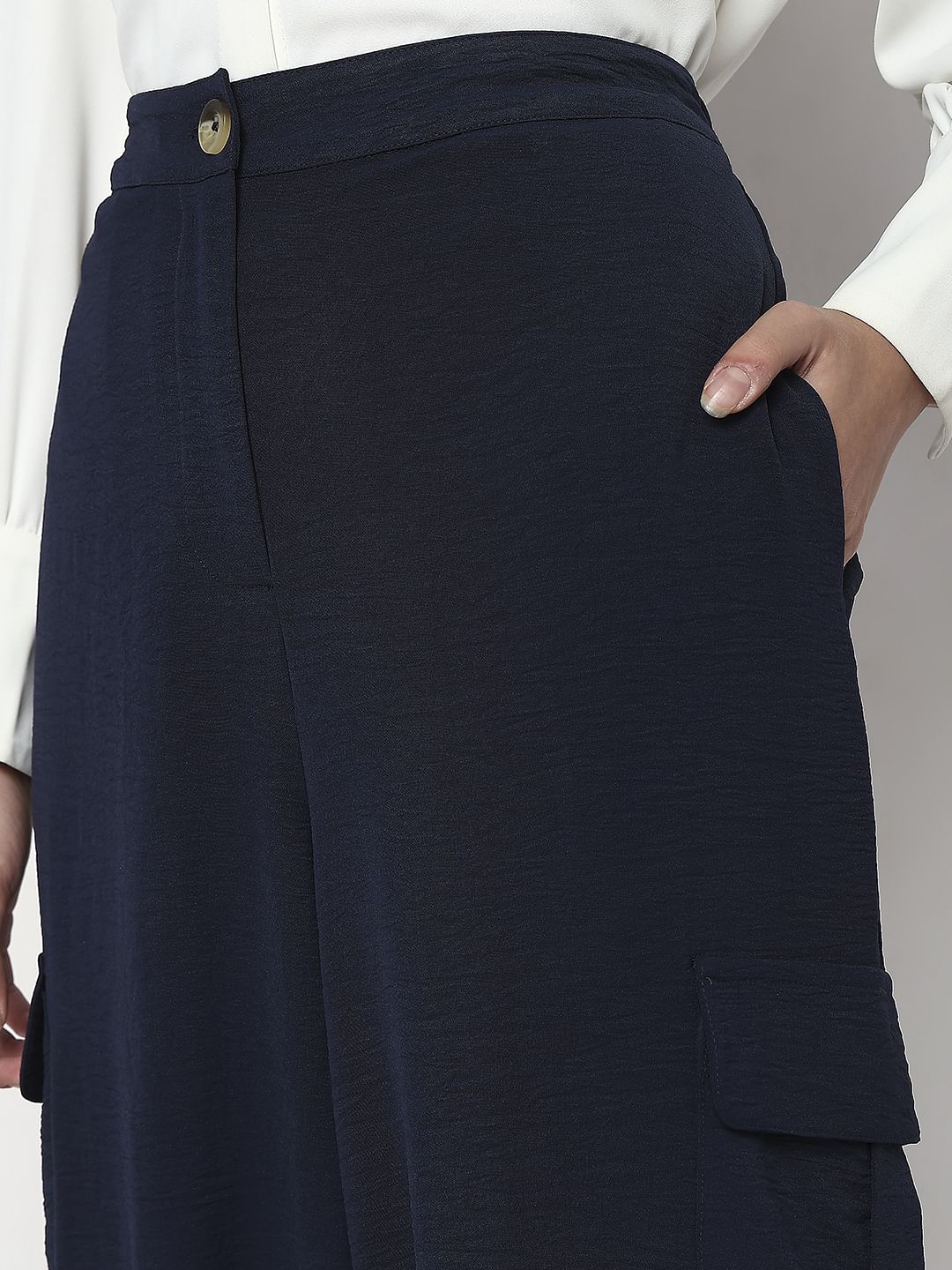 Navy Blue Mid Rise Jogger Pants - Image 6