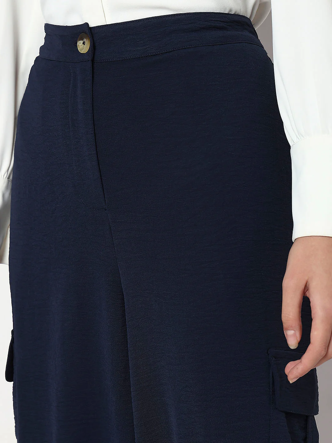 Navy Blue Mid Rise Jogger Pants - Image 8