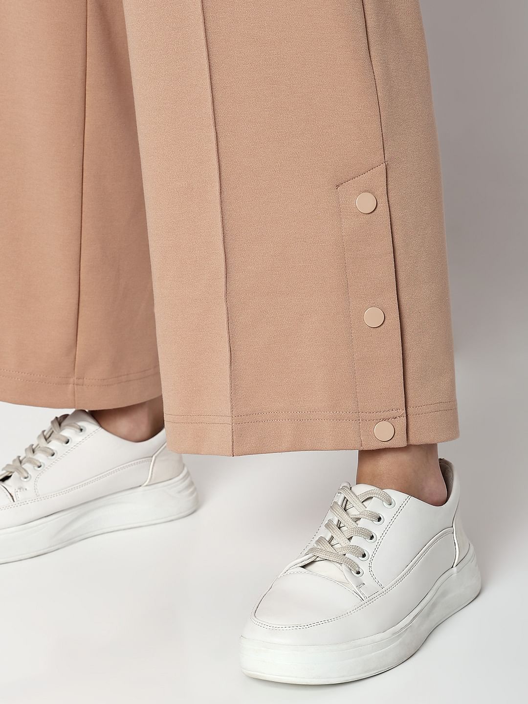 Beige High Rise Wide Leg Pants - Image 8