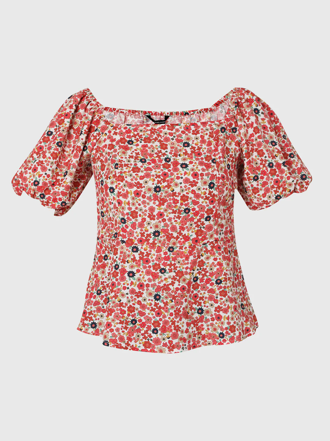 Red Floral Peplum Top - Image 6