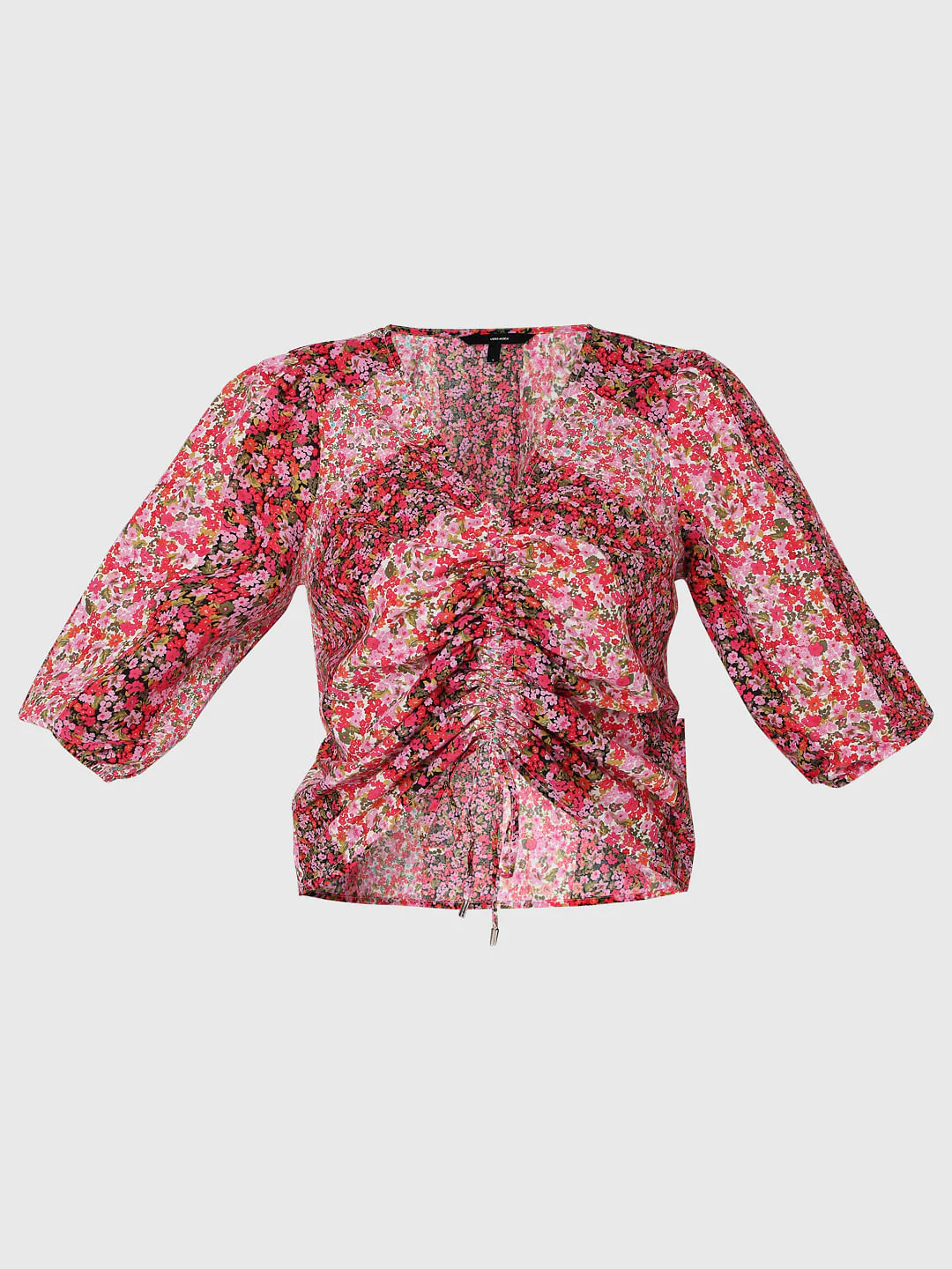 Red Floral Ruched Top - Image 6