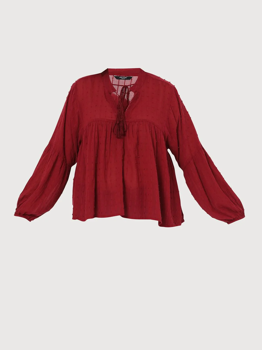 Curve Red Textured Boho Top - Image 7