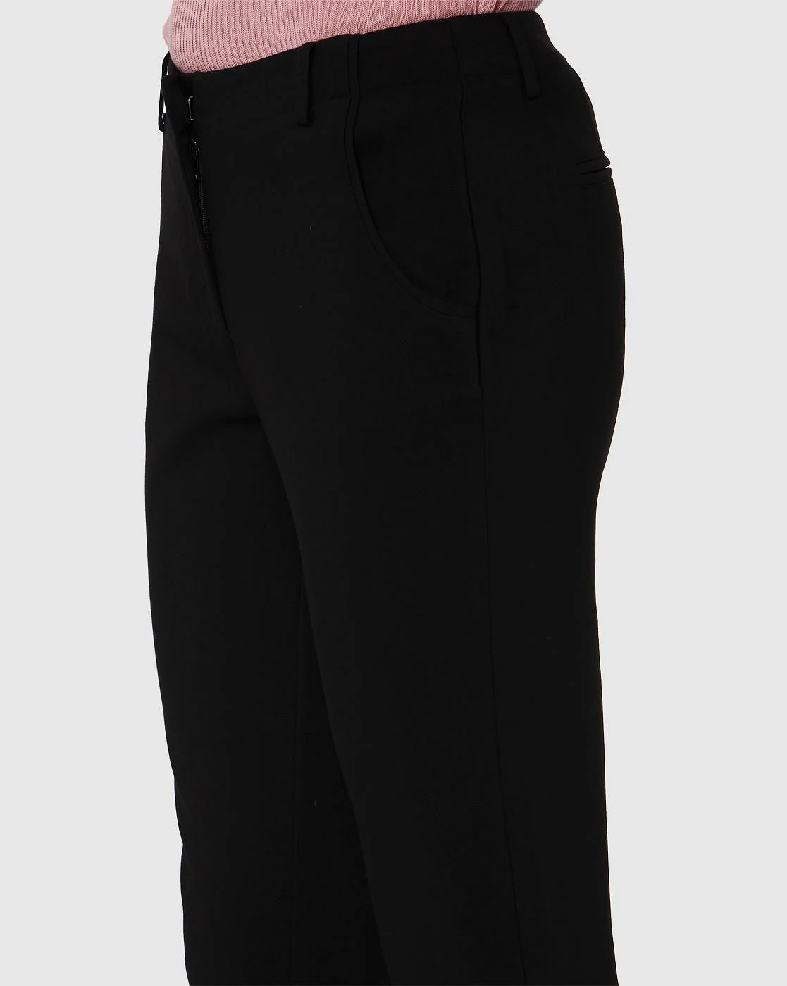 Black Mid Rise Ankle Length Straight Fit Trousers - Image 7