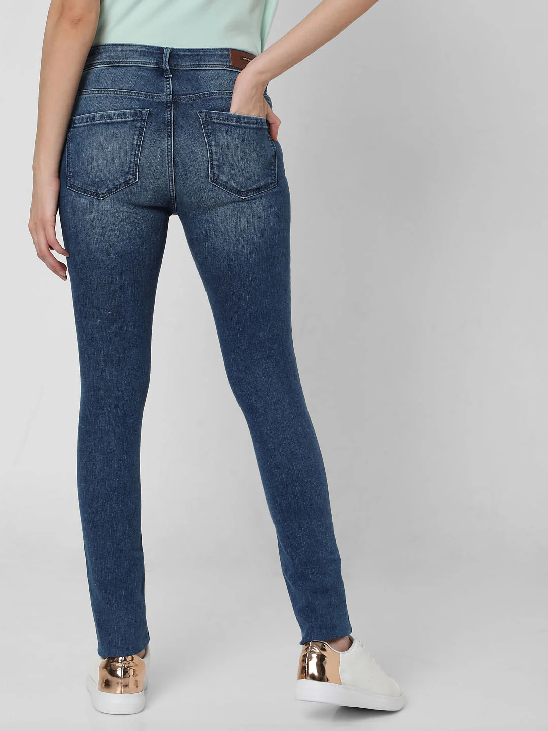 Blue Mid Rise Ripped Wendy Skinny Jeans - Image 3