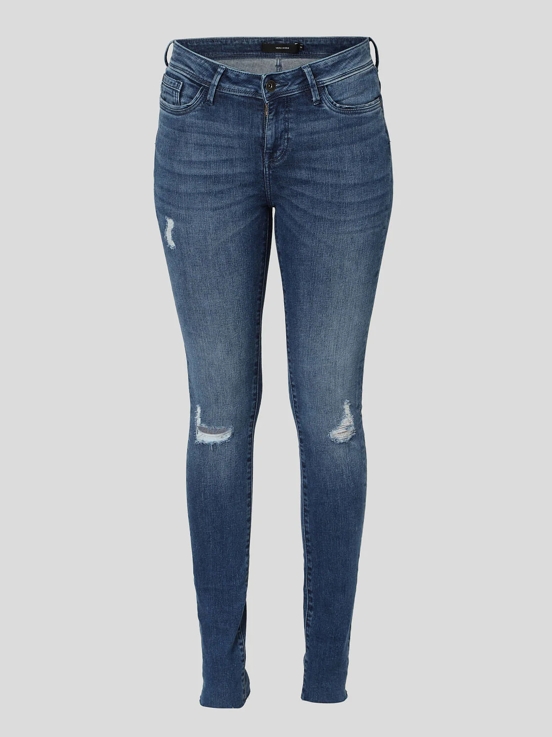 Blue Mid Rise Ripped Wendy Skinny Jeans - Image 6