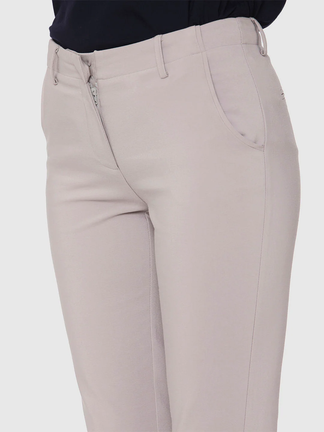 Grey Mid Rise Ankle Length Slim Fit Pants - Image 3