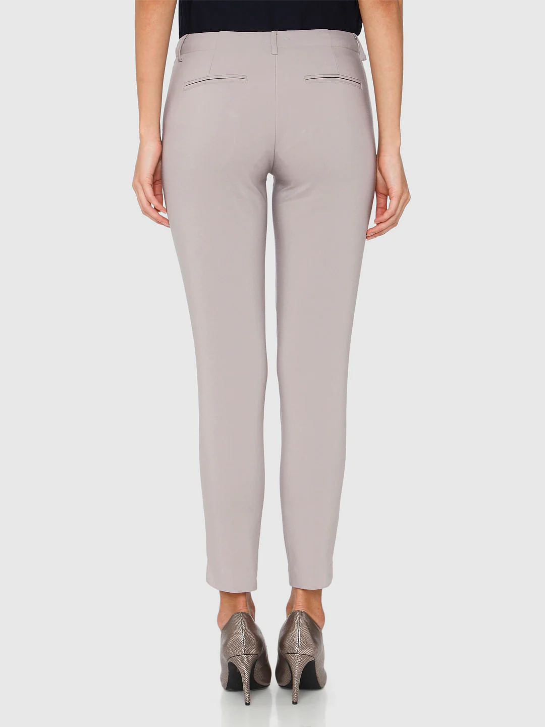 Grey Mid Rise Ankle Length Slim Fit Pants - Image 4