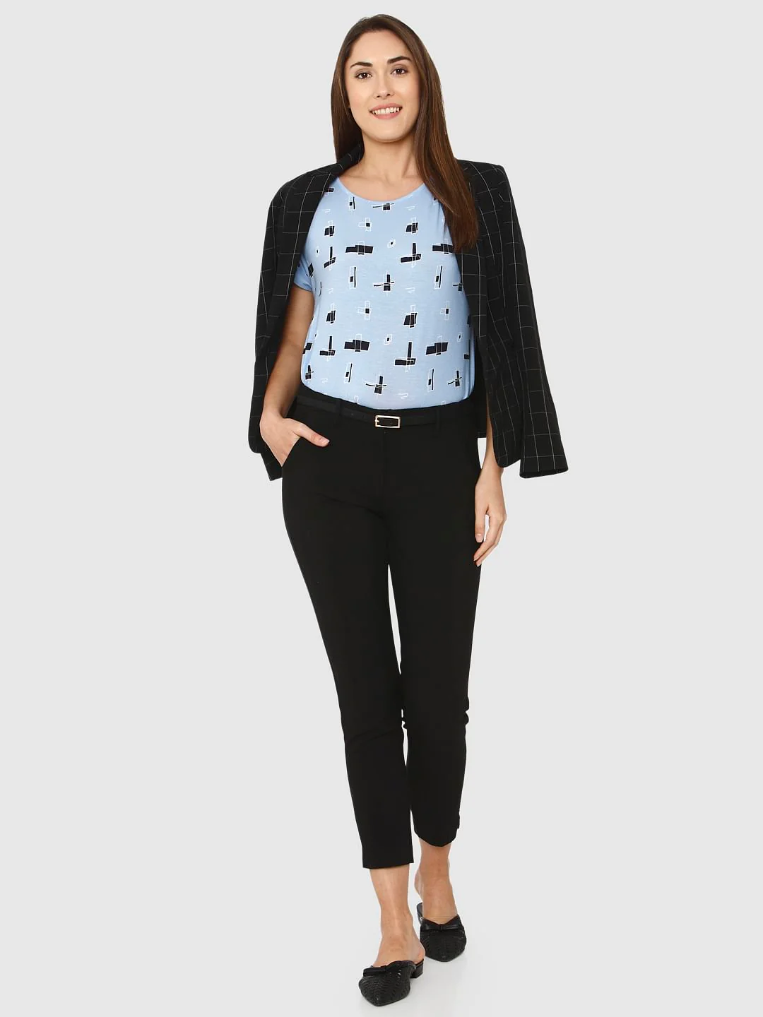Black Mid Rise Ankle Length Slim Fit Pants - Image 9