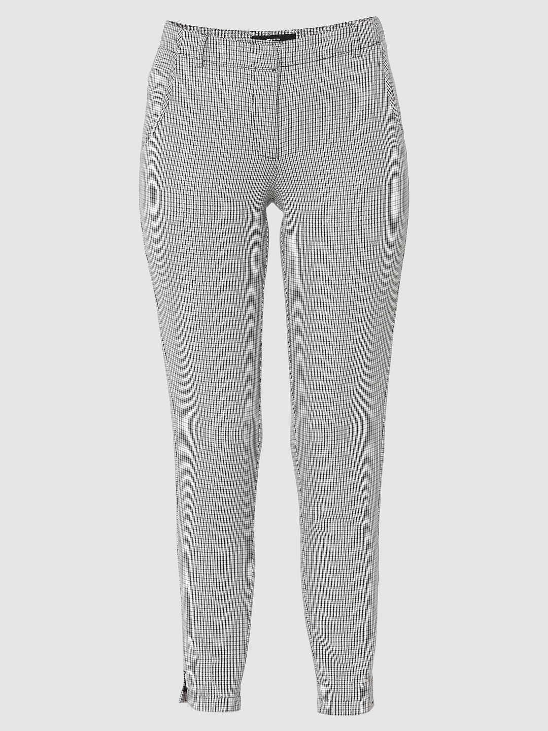 Grey Mid Rise Checks Ankle Length Slim Fit Pants - Image 7
