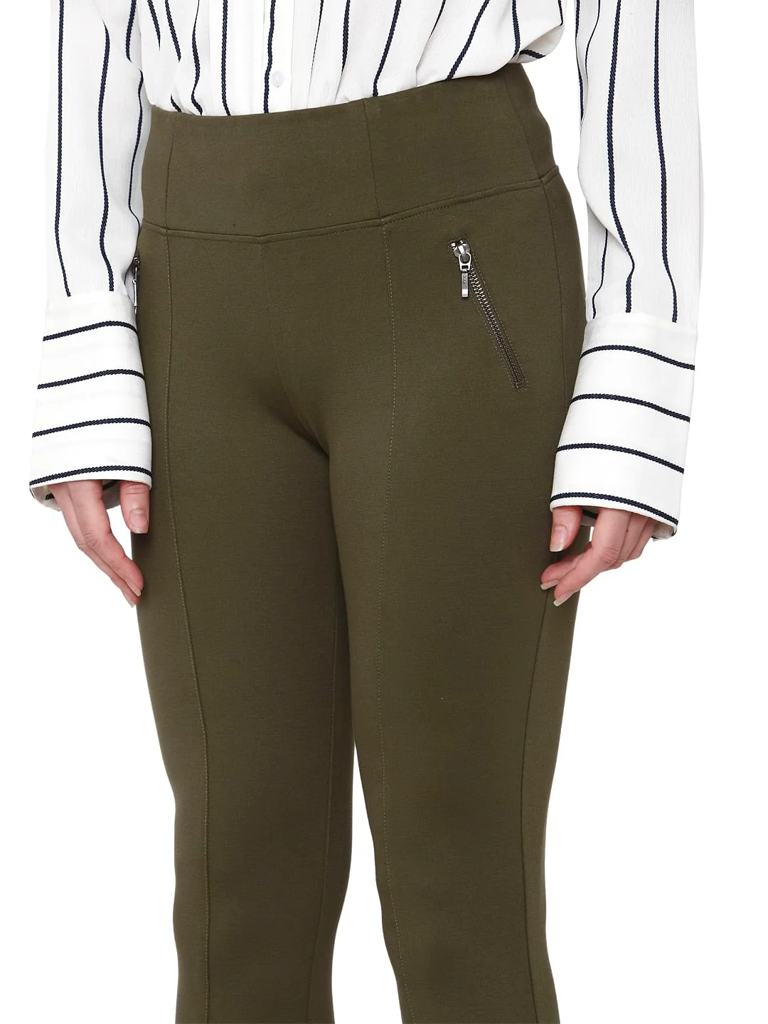 Green Mid Rise Skinny Fit Leggings - Image 3