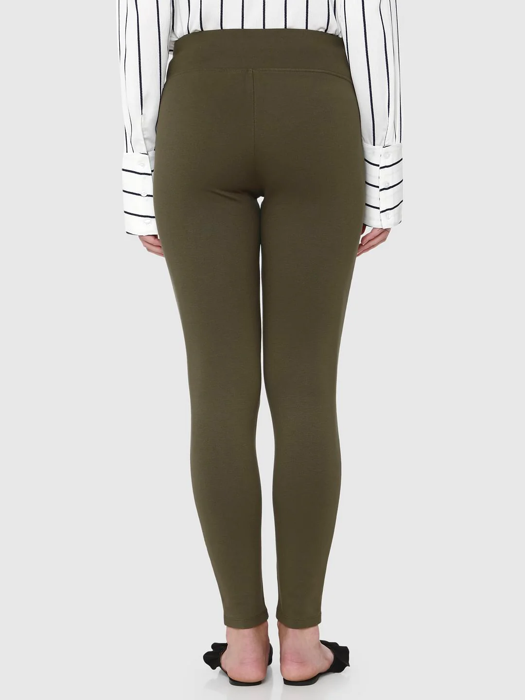 Green Mid Rise Skinny Fit Leggings - Image 4