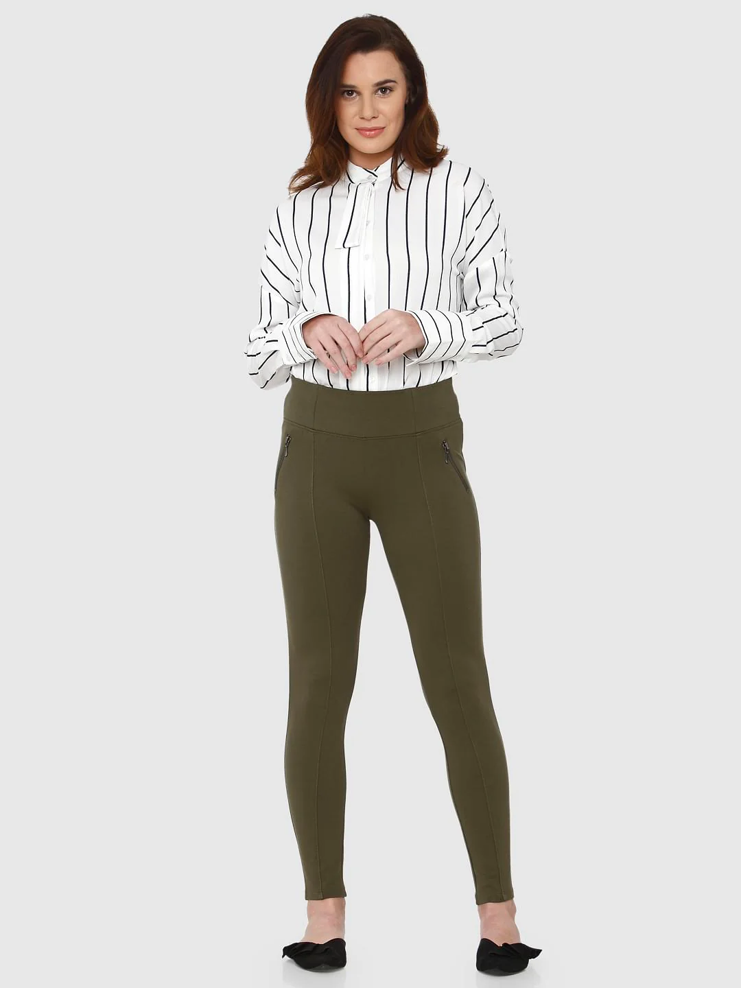 Green Mid Rise Skinny Fit Leggings - Image 6