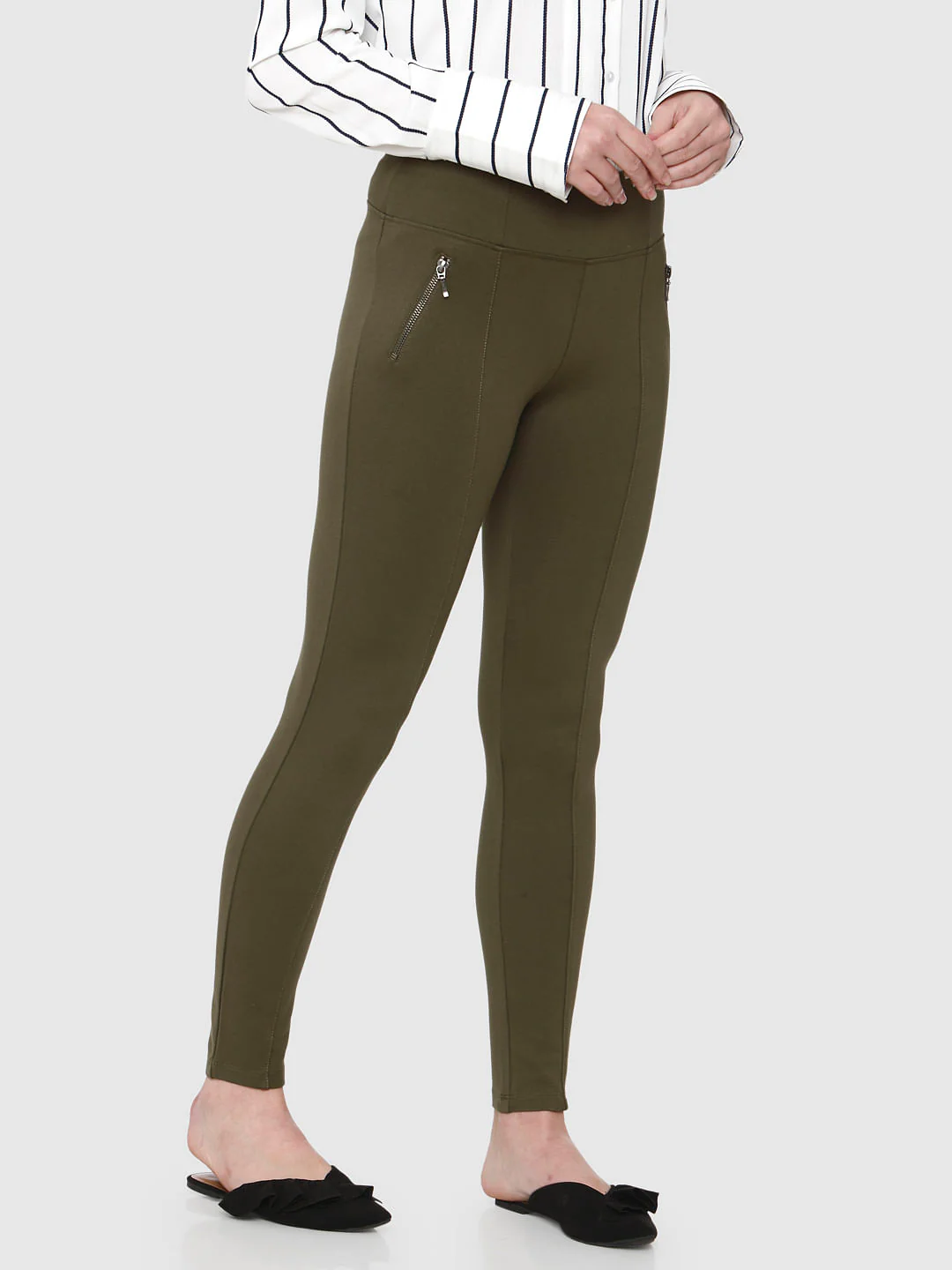 Green Mid Rise Skinny Fit Leggings - Image 7