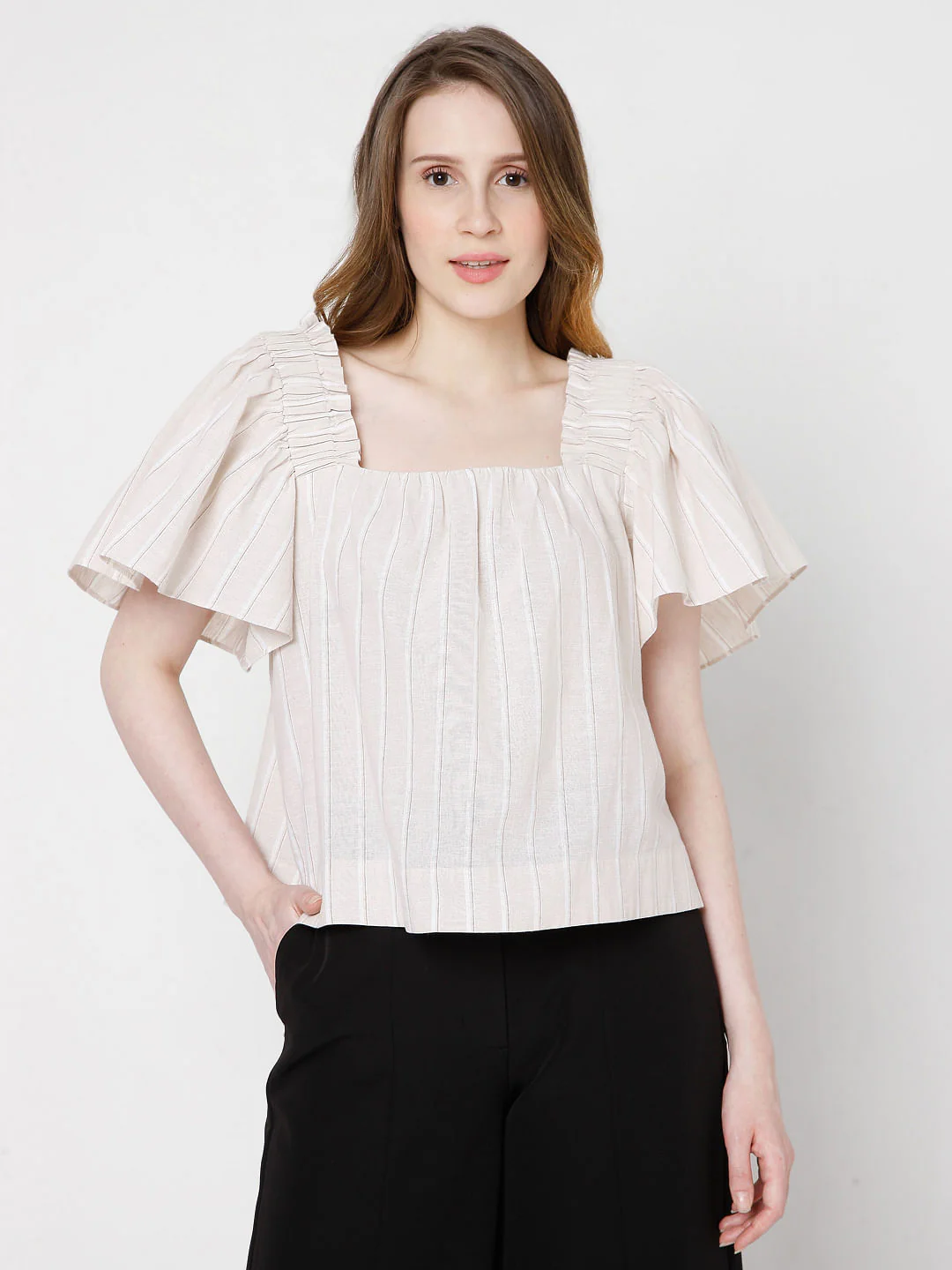 Beige Striped Top - Image 2