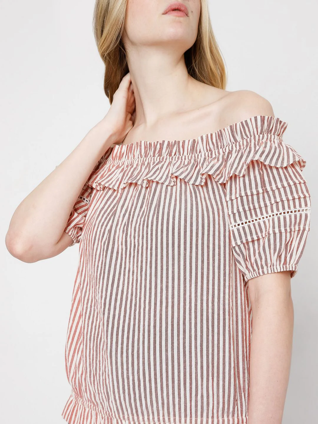 Orange Striped Off-Shoulder Top - Image 6