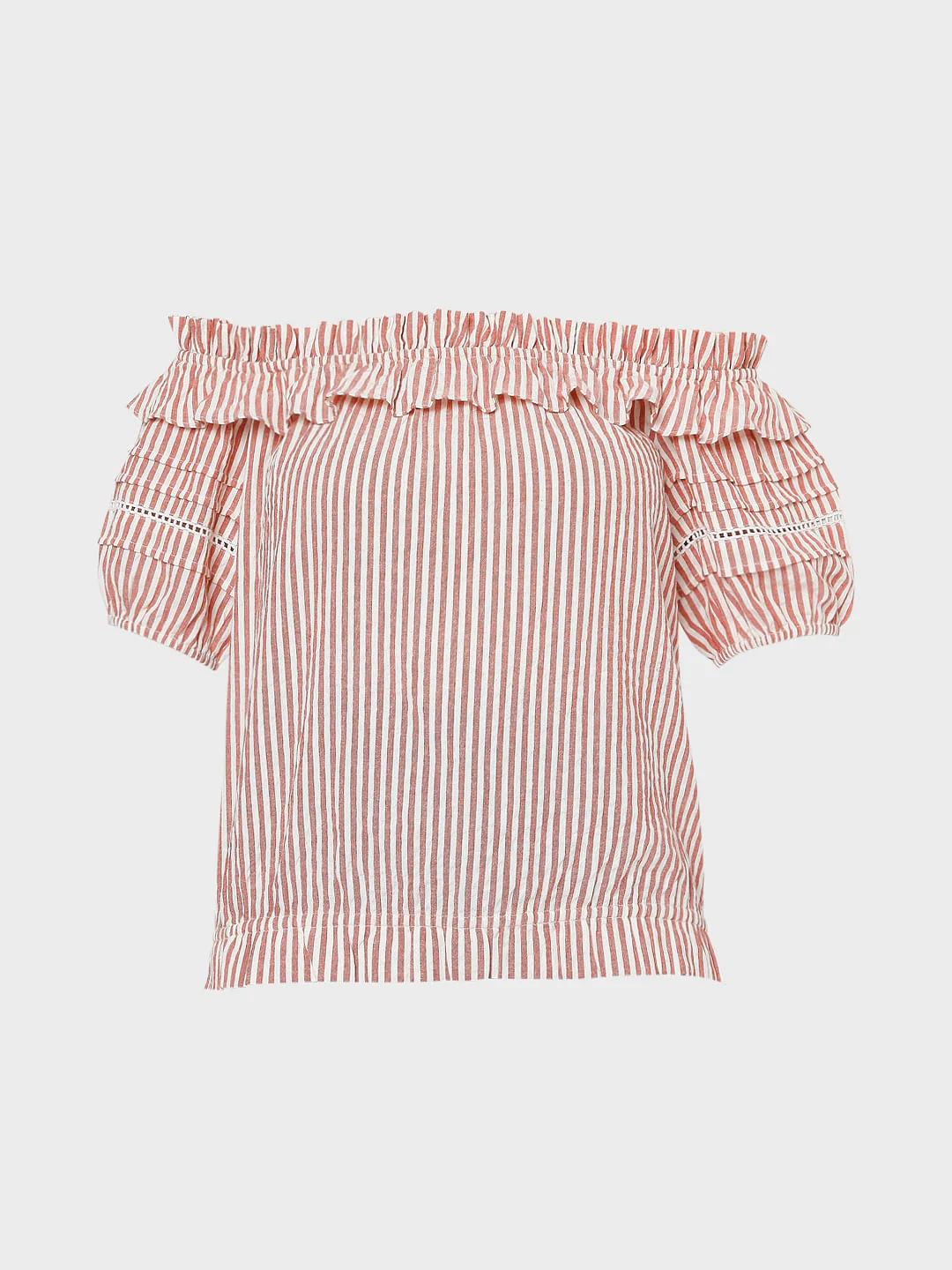 Orange Striped Off-Shoulder Top - Image 7