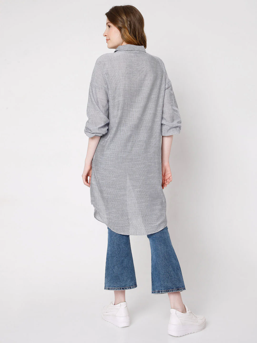 Blue Striped Long Tunic Shirt - Image 4