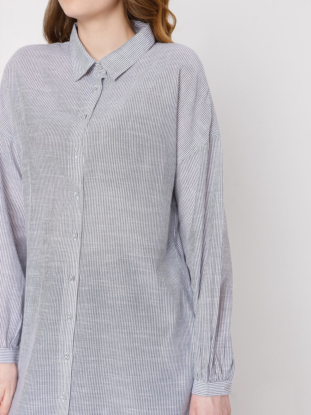 Blue Striped Long Tunic Shirt - Image 5