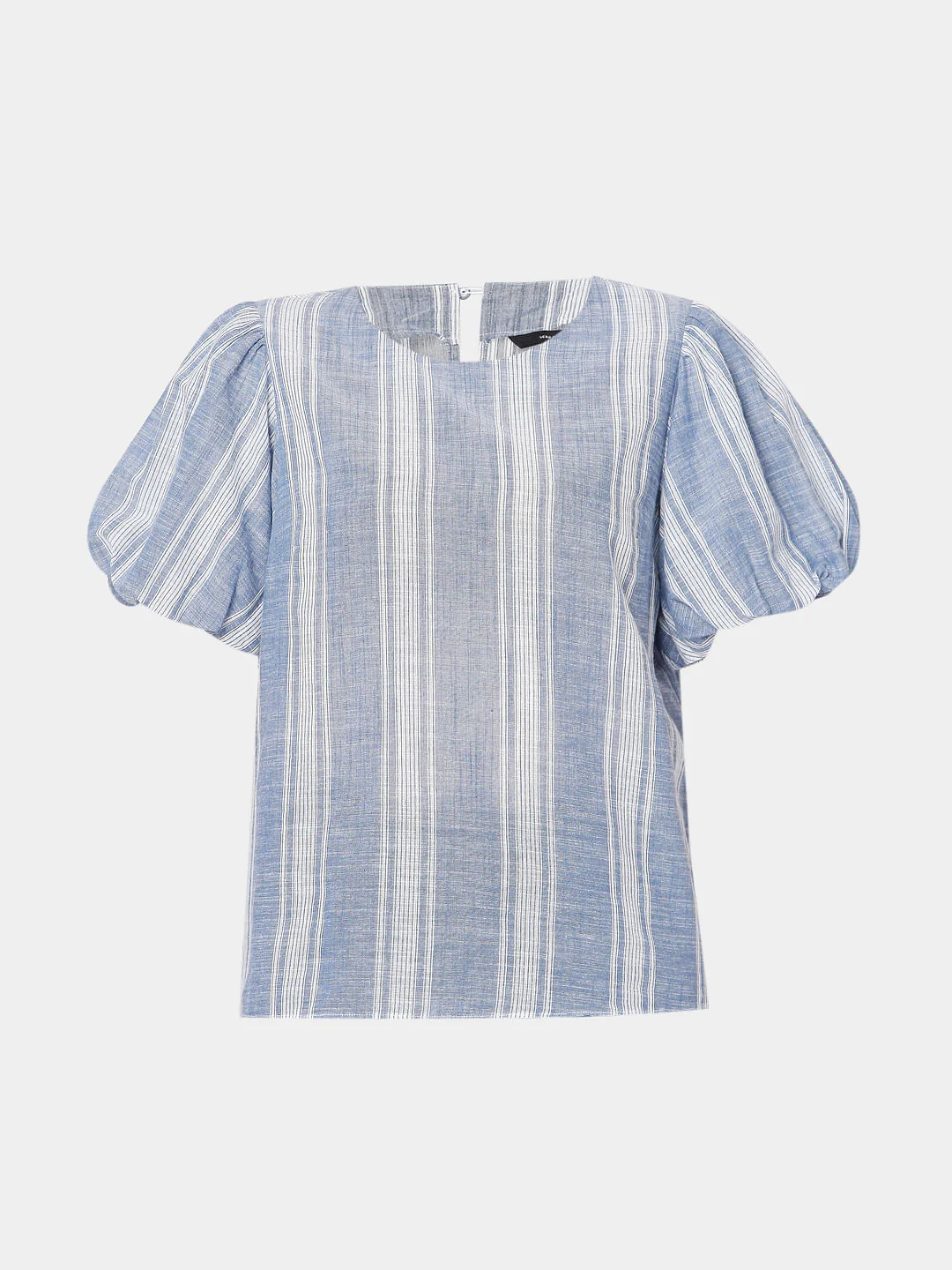 Blue Striped Puff Sleeves Top - Image 7