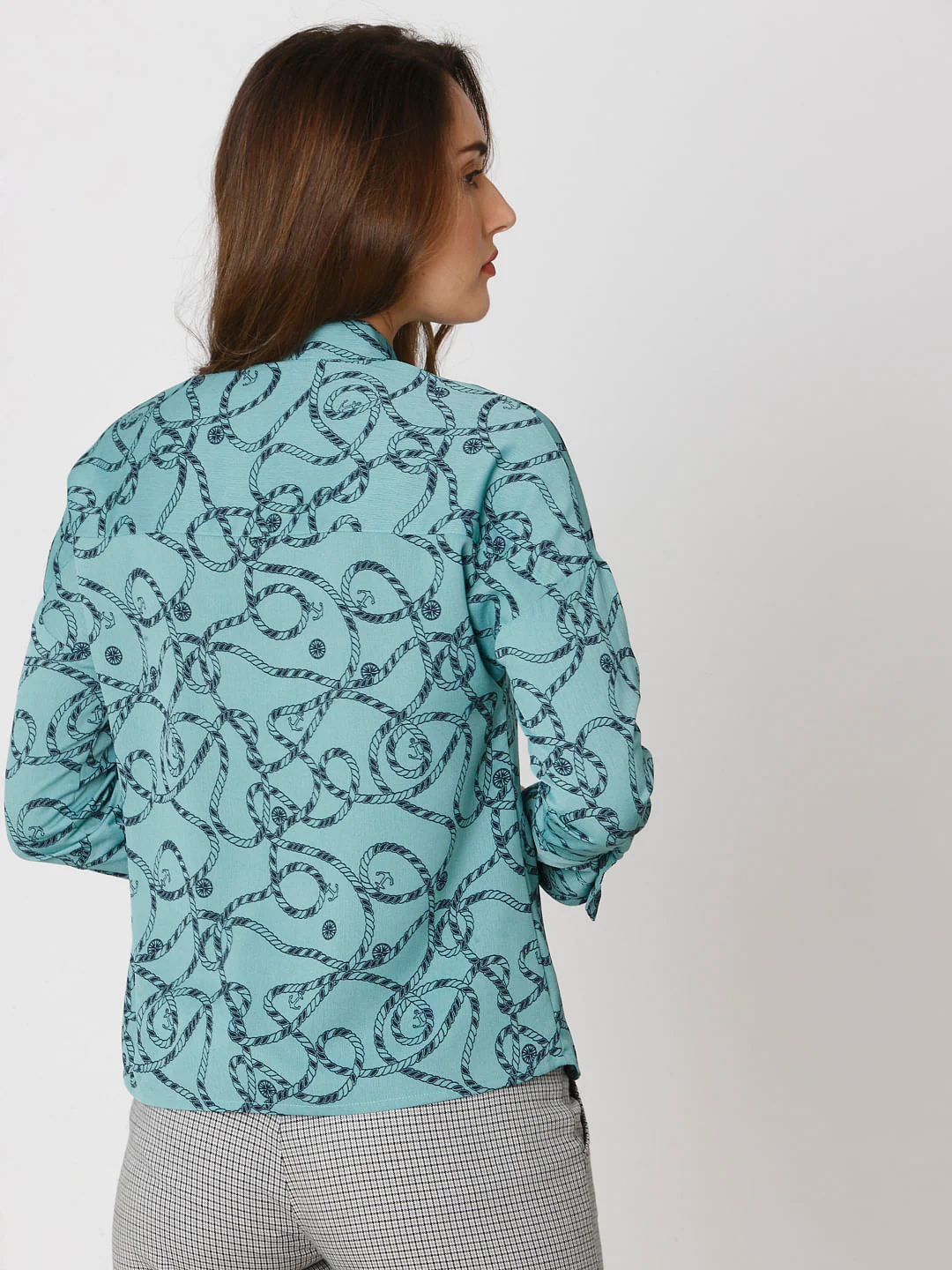 Green All Over Rope And Anchor Print Shirt - Image 4