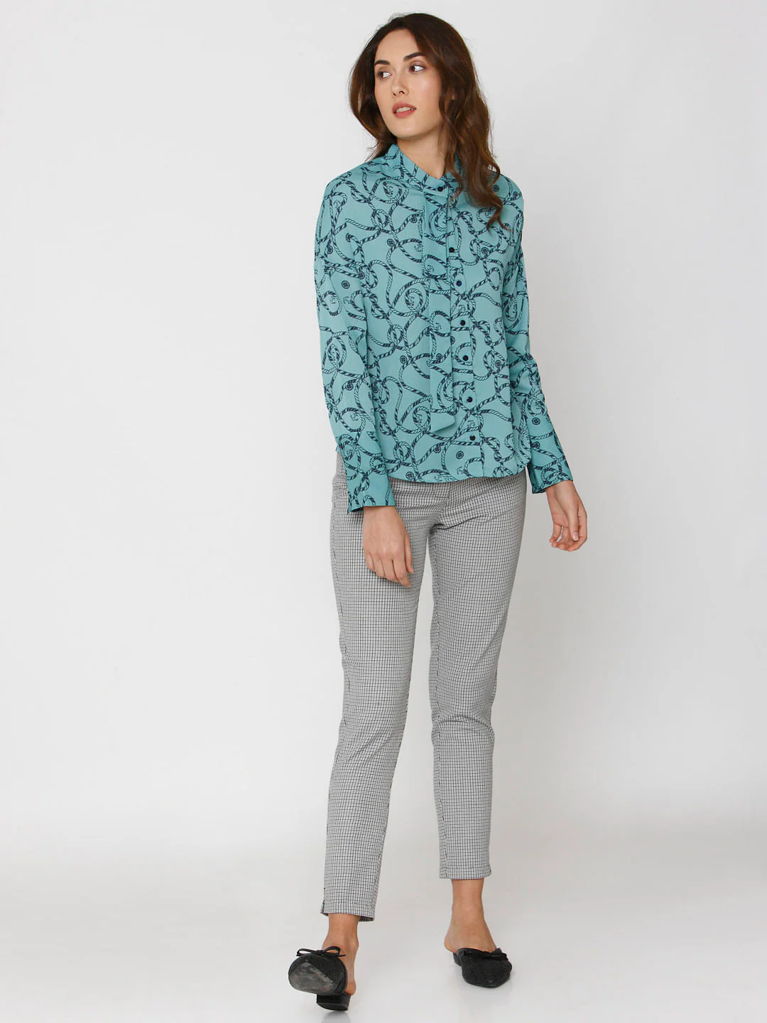 Green All Over Rope And Anchor Print Shirt - Image 7