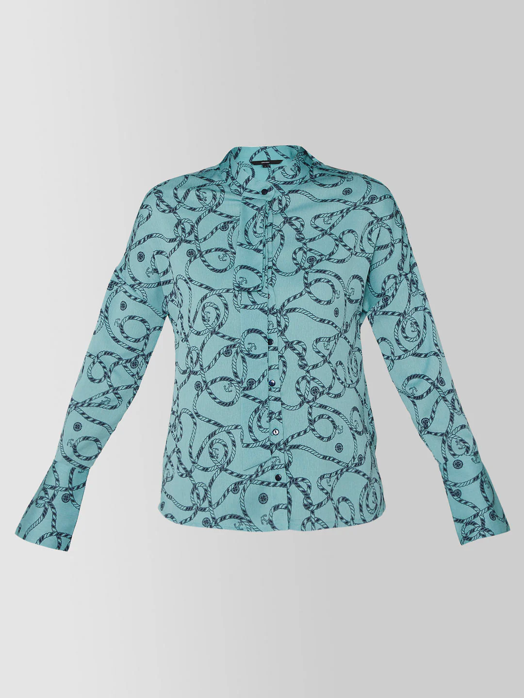 Green All Over Rope And Anchor Print Shirt - Image 8