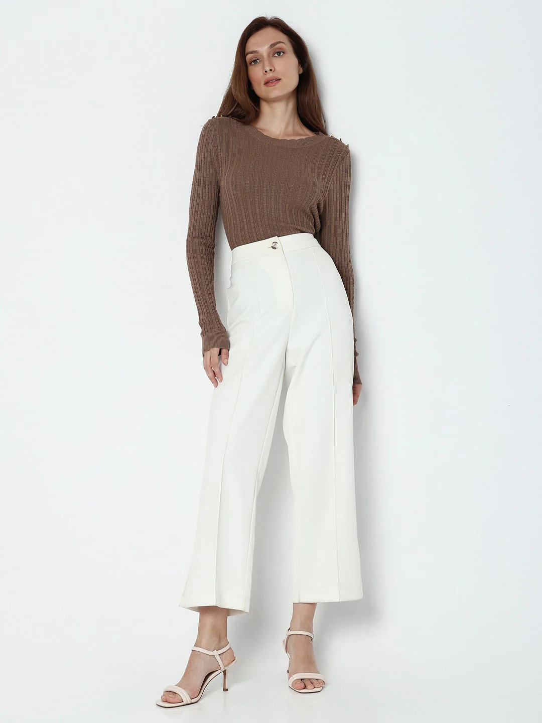 White High Rise Pants - Image 5