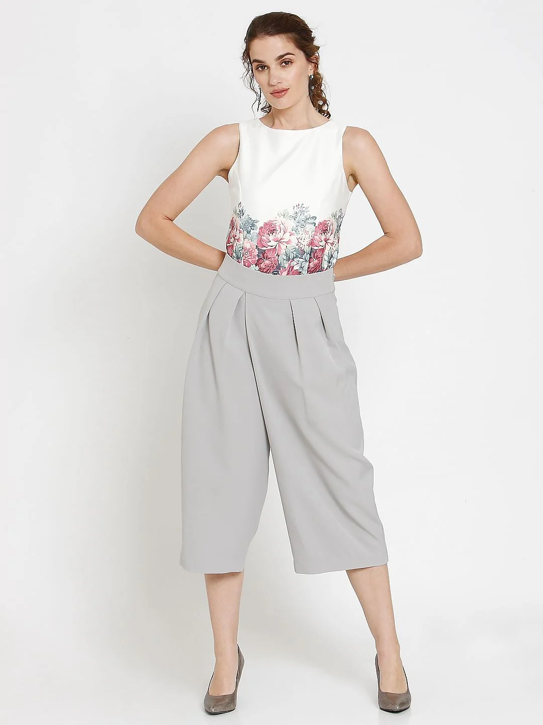 Grey Pleated Midi Culottes - Image 10