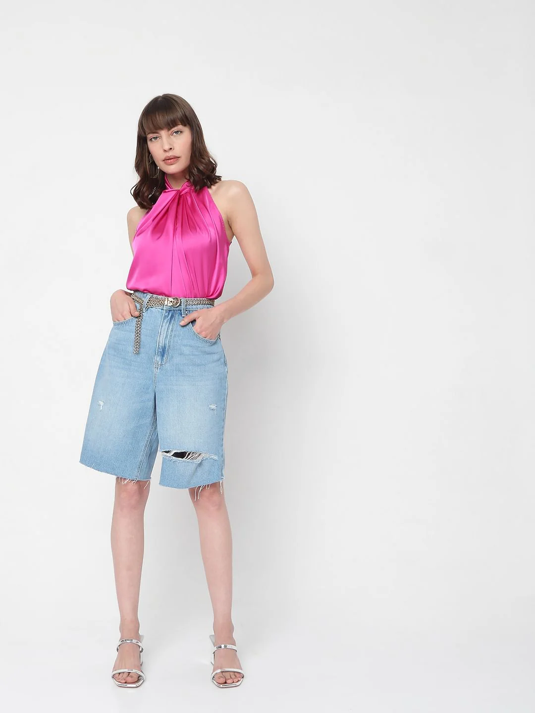 Fuschia Pink Halter Neck Top