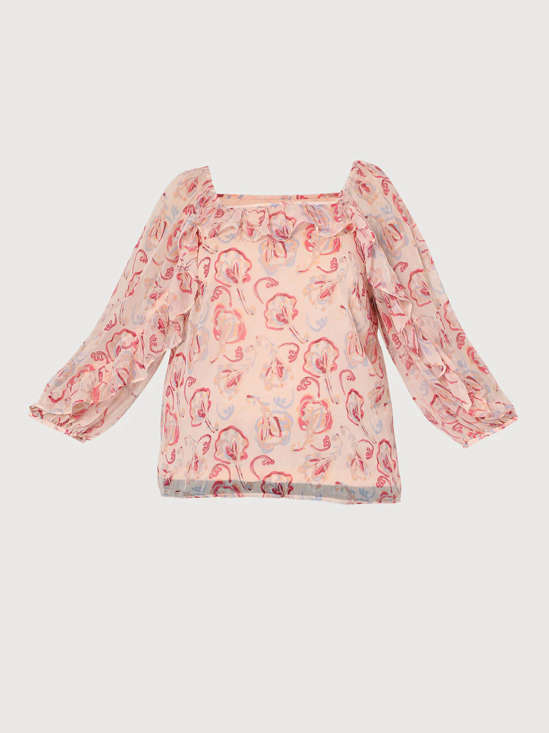 Curve Pink Floral Sheer Top - Image 7