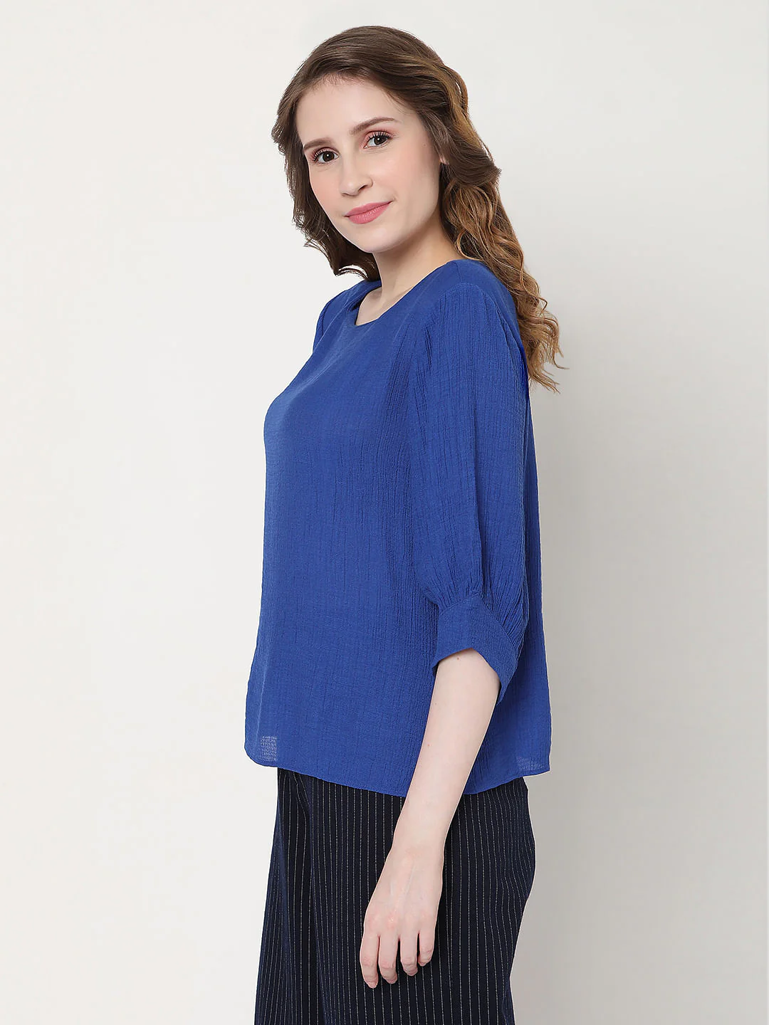 Blue Textured Top - Image 3