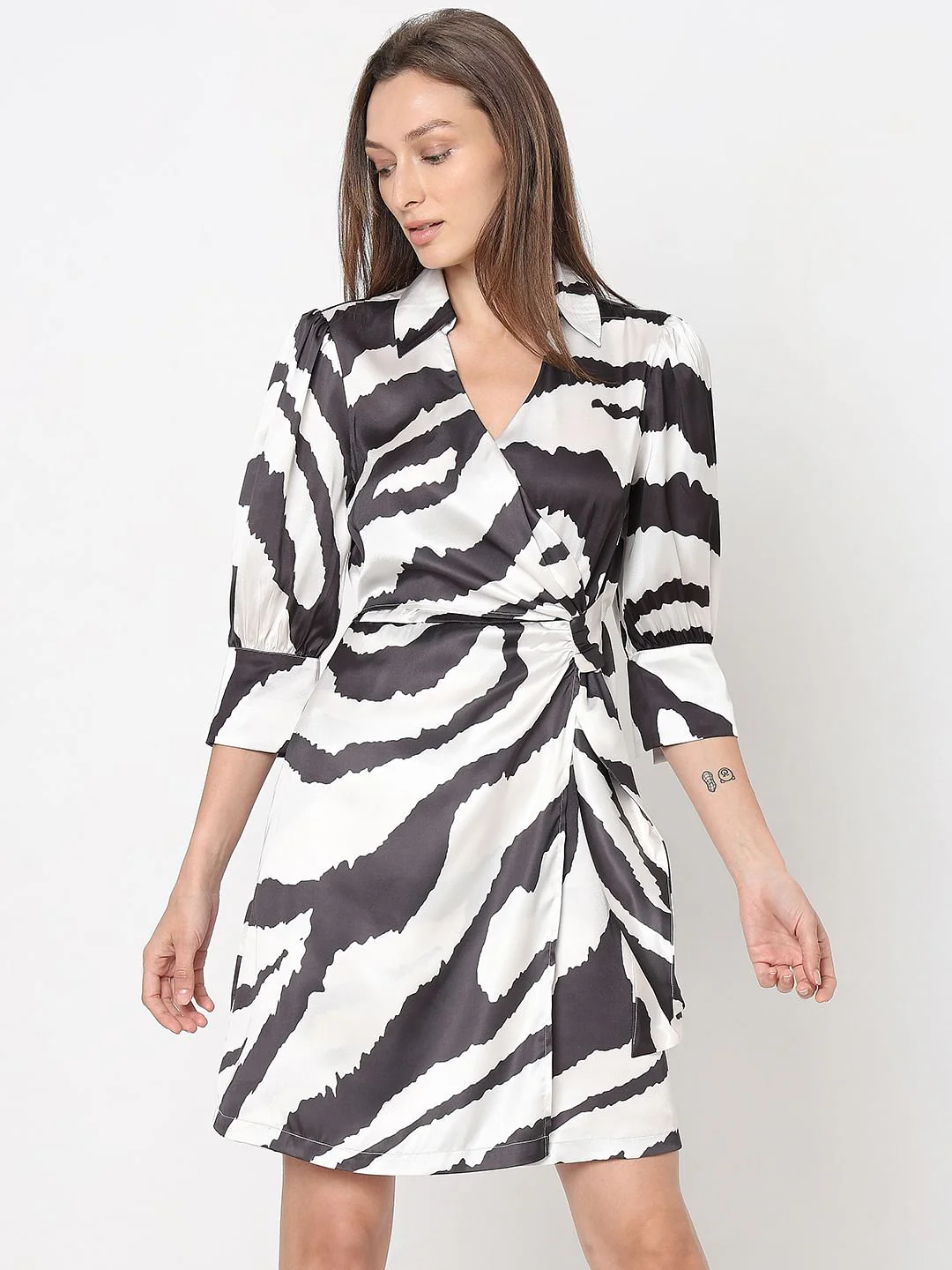 Black Zebra Print Shirt Dress - Image 2