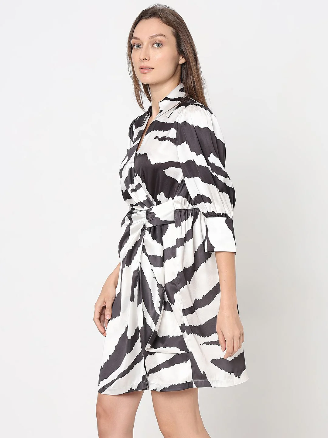 Black Zebra Print Shirt Dress - Image 3