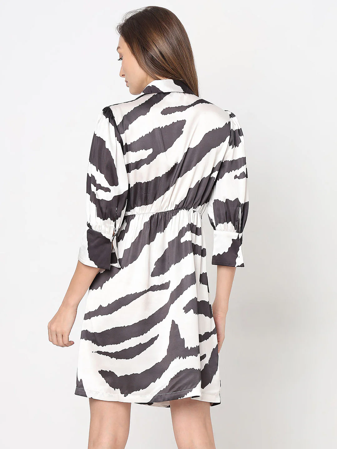 Black Zebra Print Shirt Dress - Image 4
