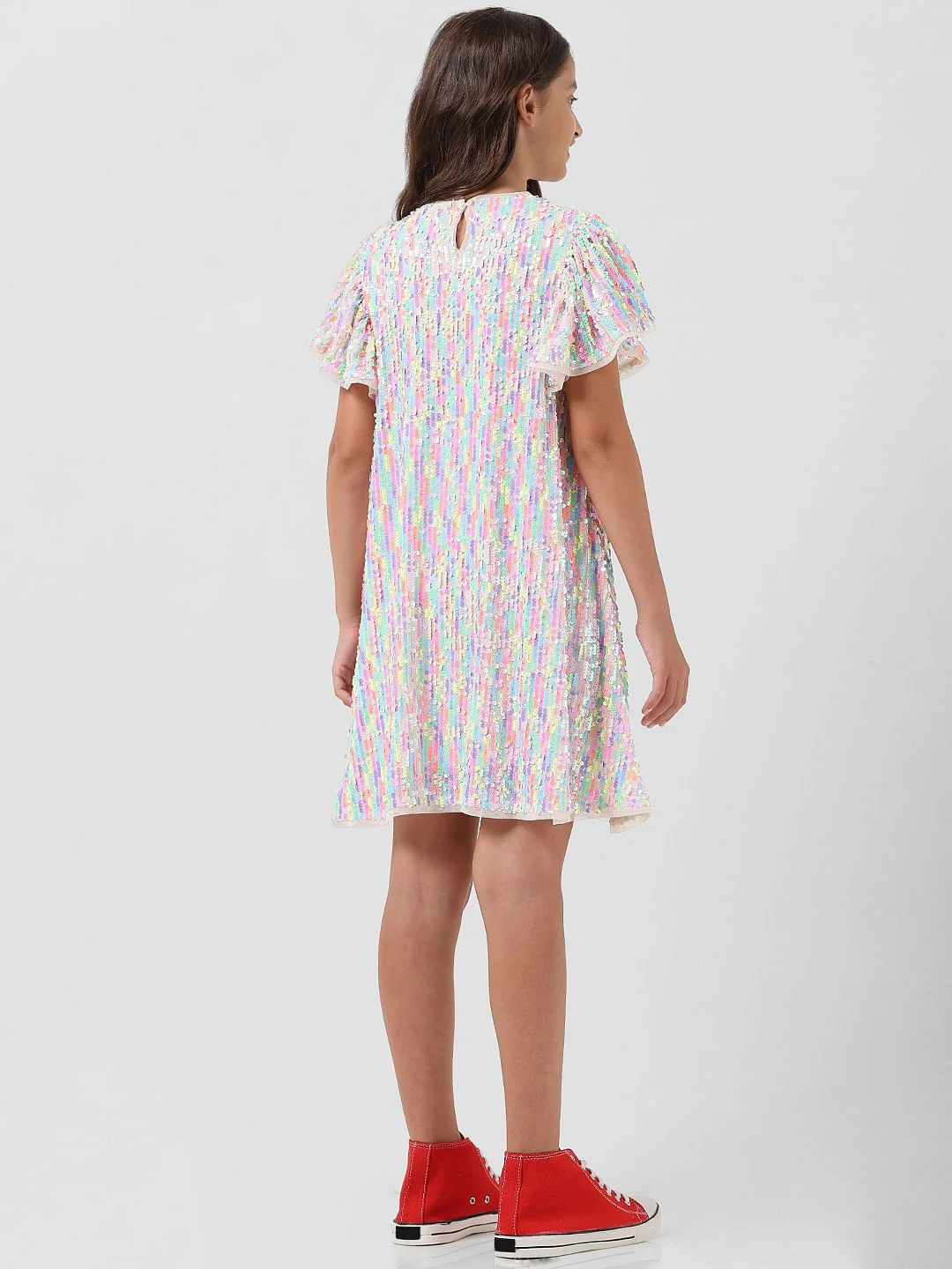 Girl Lilac Sequinned Shift Dress - Image 4