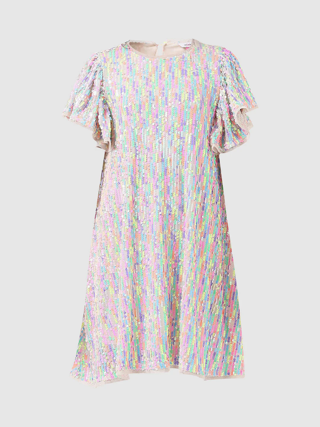 Girl Lilac Sequinned Shift Dress - Image 6