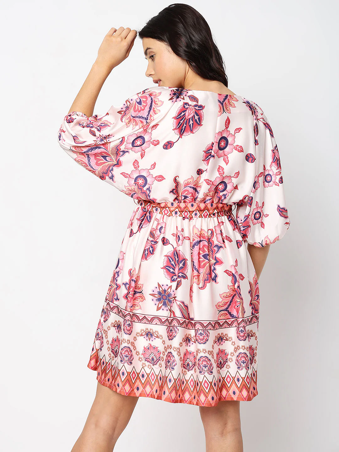 Red Floral Fit & Flare Dress - Image 4